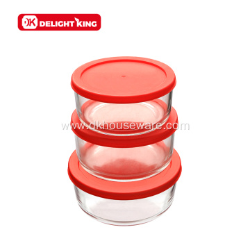 Colorful PE Lid Oven Use Glass Food Container